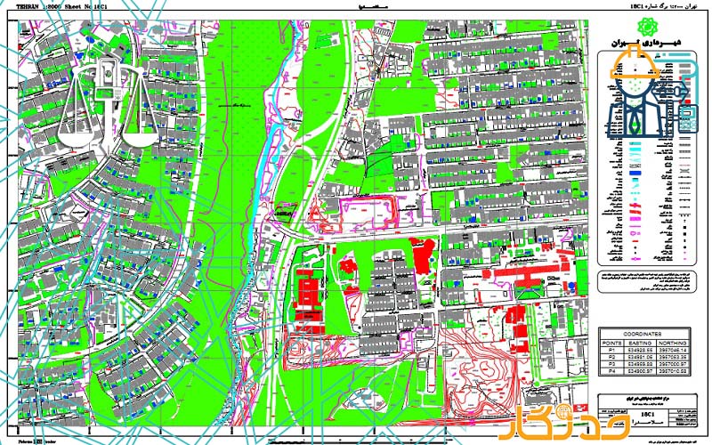 نمونه نقشه یک دو هزارم برای شهرداری تهران