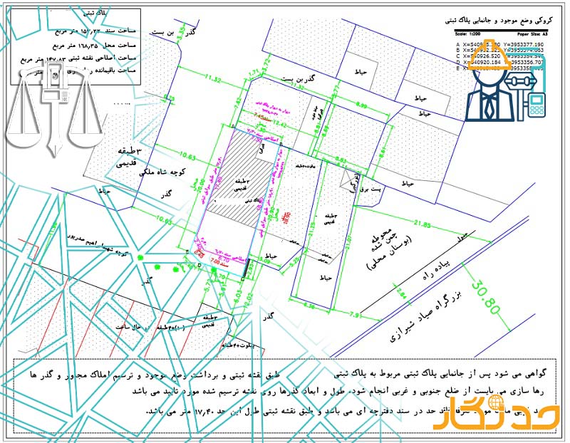 نقشه یو تی ام جانمایی و رها سازی گذر توسط کارشناس رسمی