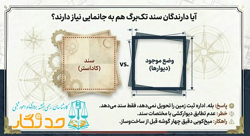 جانمایی پلاک ثبتی سند های تک برگ و دفترچه ای