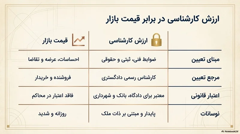 تفاوت ارزش کارشناسی با قیمت بازار