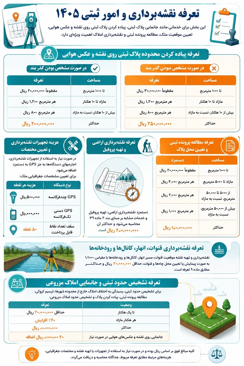 تعرفه نقشه‌برداری و امور ثبتی ۱۴۰۵