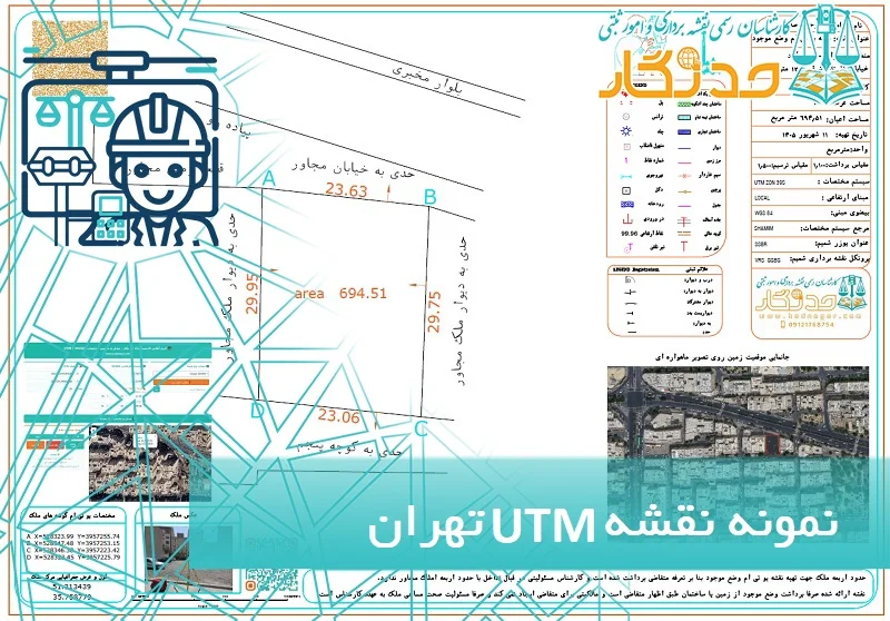 نمونه نقشه UTM یو تی ام تهران